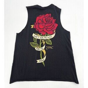 2 Pac Shirt Womens Small Tank Top Black Sleeveless Pullover Front Tie Raw hems